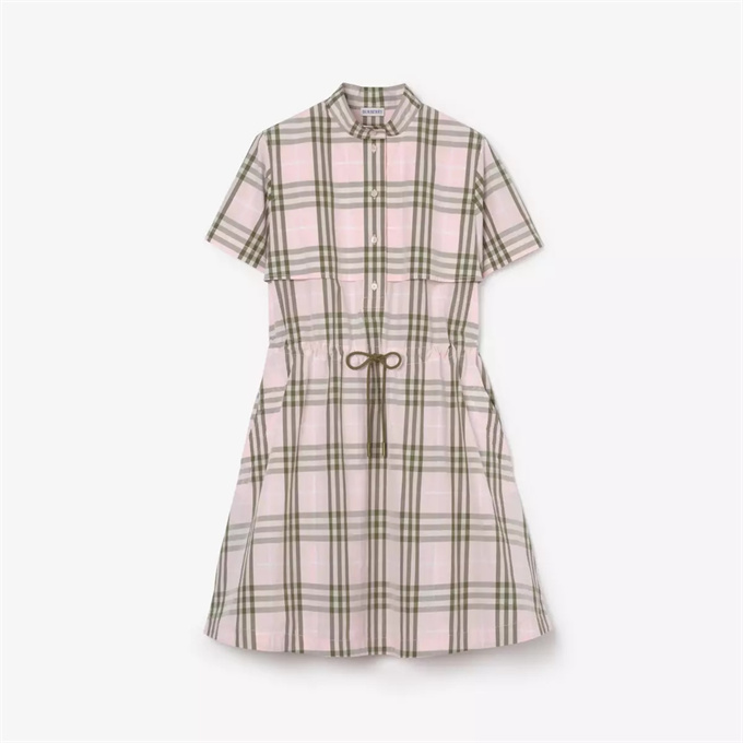 burberry vintage check drawstring waist cotton shirt dress